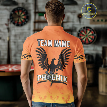 Personalized Yellow Phoenix Dartboard Men's Darts Shirt - Custom Name For Players NYN0518