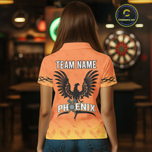 Load image into Gallery viewer, Personalized Yellow Phoenix Dartboard Women's Darts Shirt - Custom Name For Players NYN0518