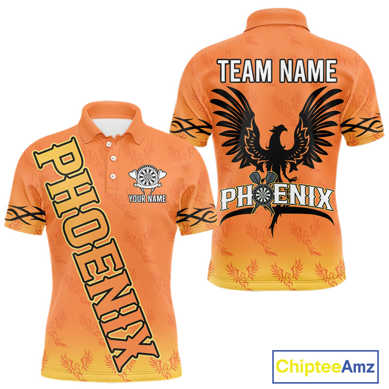 Personalized Yellow Phoenix Dartboard Men's Darts Shirt - Custom Name For Players NYN0518