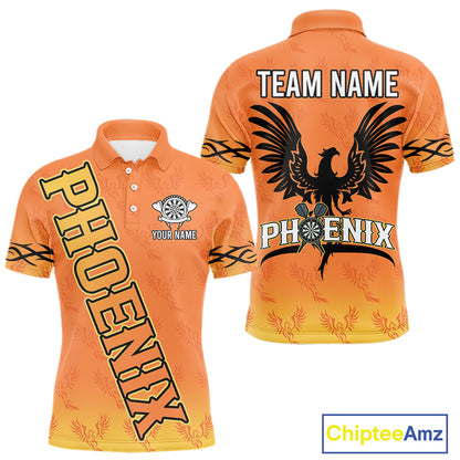 Personalized Yellow Phoenix Dartboard Men's Darts Shirt - Custom Name For Players NYN0518