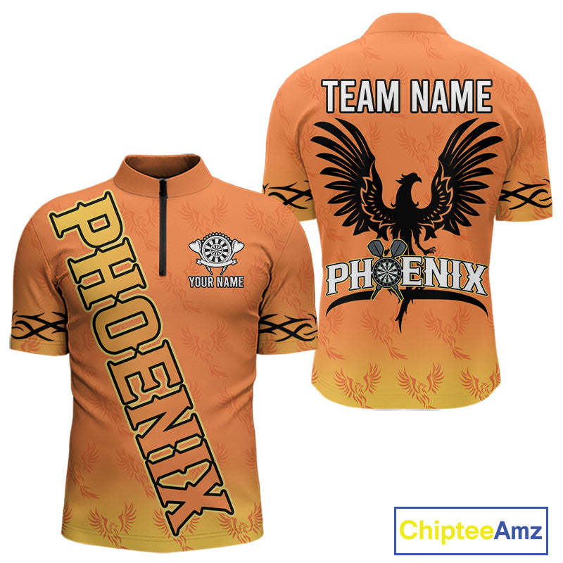 Personalized Yellow Phoenix Dartboard Men's Darts Shirt - Custom Name For Players NYN0518