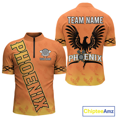 Personalized Yellow Phoenix Dartboard Men's Darts Shirt - Custom Name For Players NYN0518