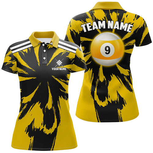 Personalized Funny Storm Yellow 9 Ball Pool Women Billiard Shirts Custom Unique Team Billiard Jerseys TDM2026