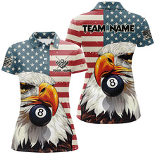 Load image into Gallery viewer, Personalized Retro US Flag Custom Eagle 8 Ball Billiard Shirts For Women, Patriotic Billiard Jerseys TDM2033