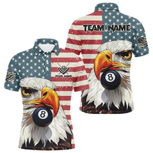 Load image into Gallery viewer, Personalized Retro US Flag Custom Eagle 8 Ball Billiard Shirts For Men, Patriotic Billiard Jerseys TDM2033