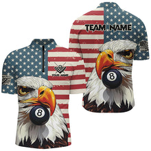 Load image into Gallery viewer, Personalized Retro US Flag Custom Eagle 8 Ball Billiard Shirts For Men, Patriotic Billiard Jerseys TDM2033