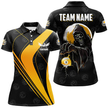 Load image into Gallery viewer, Customized Yellow Black Death Skeleton 9 Ball Billiard Shirts For Women, 9 Ball Pool Team Jerseys TDM2502