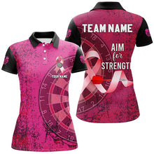 Load image into Gallery viewer, Pink Ribbon Aim For Strength Custom Darts Shirts For Women, Breast Cancer Pink Darts Team Jerseys TDM2508