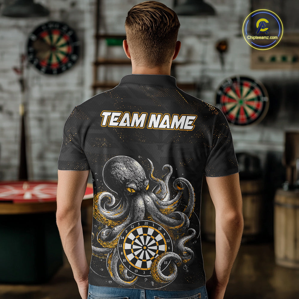 Personalized Funny Octopus Darts Shirts For Men Custom Darts Team Jersey Polo & Quarter Zip TDM7521