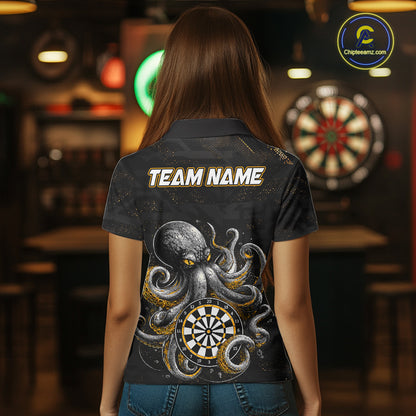 Personalized Funny Octopus Darts Shirts For Women Custom Darts Team Jersey Polo & Quarter Zip TDM7521
