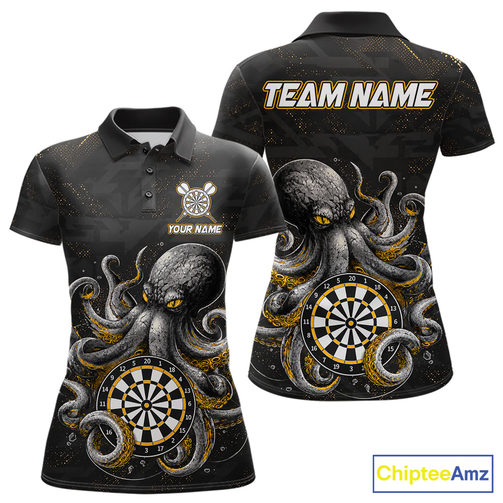 Personalized Funny Octopus Darts Shirts For Women Custom Darts Team Jersey Polo & Quarter Zip TDM7521