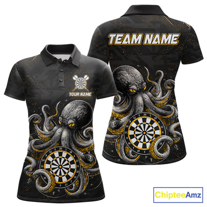 Personalized Funny Octopus Darts Shirts For Women Custom Darts Team Jersey Polo & Quarter Zip TDM7521