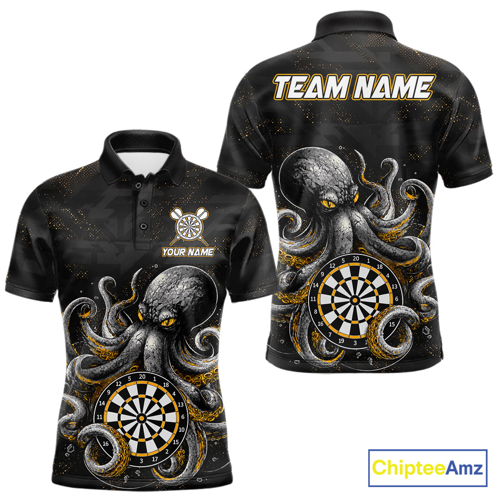 Personalized Funny Octopus Darts Shirts For Men Custom Darts Team Jersey Polo & Quarter Zip TDM7521