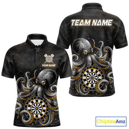 Personalized Funny Octopus Darts Shirts For Men Custom Darts Team Jersey Polo & Quarter Zip TDM7521