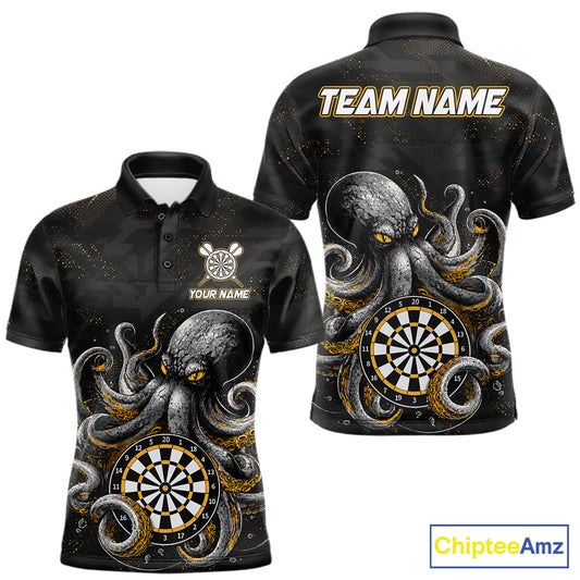 Personalized Funny Octopus Darts Shirts For Men Custom Darts Team Jersey Polo & Quarter Zip TDM7521