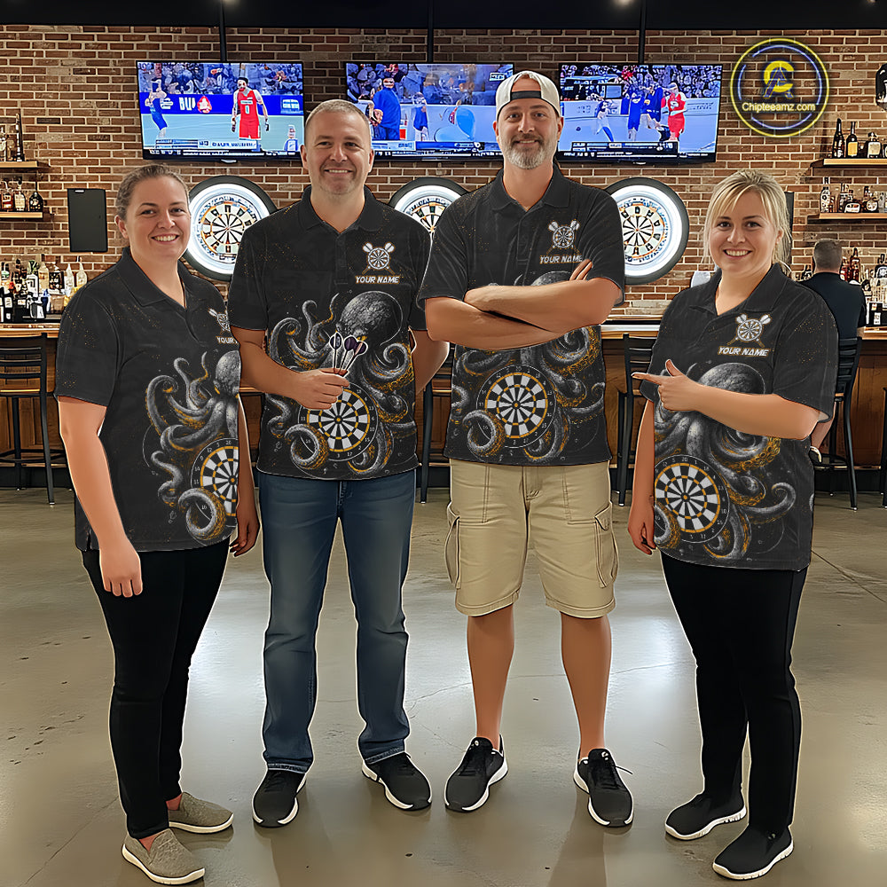 Personalized Funny Octopus Darts Shirts For Men Custom Darts Team Jersey Polo & Quarter Zip TDM7521