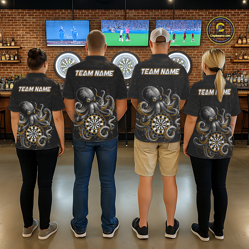 Personalized Funny Octopus Darts Shirts For Men Custom Darts Team Jersey Polo & Quarter Zip TDM7521