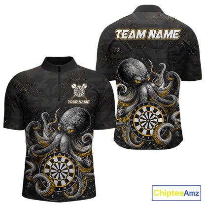Personalized Funny Octopus Darts Shirts For Men Custom Darts Team Jersey Polo & Quarter Zip TDM7521