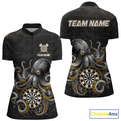 Personalized Funny Octopus Darts Shirts For Women Custom Darts Team Jersey Polo & Quarter Zip TDM7521