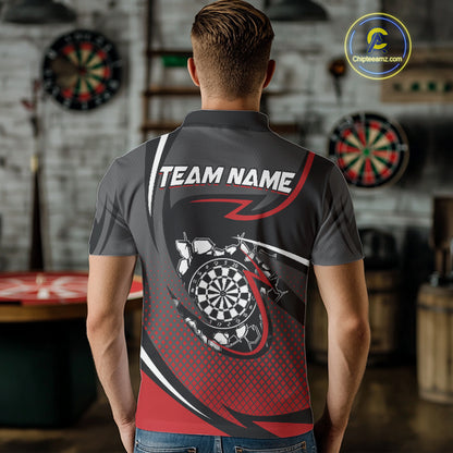 Funny Crack Dartboard Red Darts Polo & Quarter Zip Custom Darts Shirt For Men Darts Team Jersey TDM5006