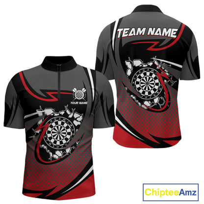 Funny Crack Dartboard Red Darts Polo & Quarter Zip Custom Darts Shirt For Men Darts Team Jersey TDM5006