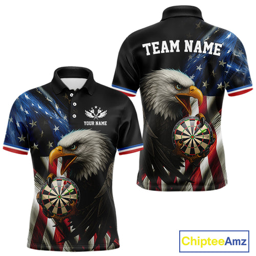 American Flag Eagle Darts Shirt For Men Custom Patriotic Darts Jersey Team Polo & Quarter Zip TDM5012