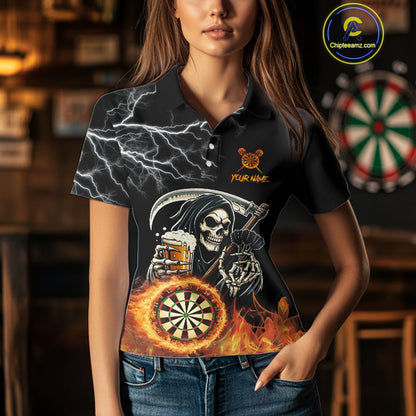 Personalized Grim Reaper Darts And Beer Flame Darts Shirt For Women Custom Funny Darts Team Jersey TDM5015