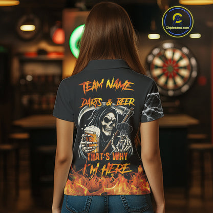 Personalized Grim Reaper Darts And Beer Flame Darts Shirt For Women Custom Funny Darts Team Jersey TDM5015