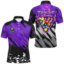 Load image into Gallery viewer, Personalized Purple Billiard Ball 8 Burning Rack Polo &amp; Quarter-Zip Shirt For Men, Billiard Jerseys TDM3004