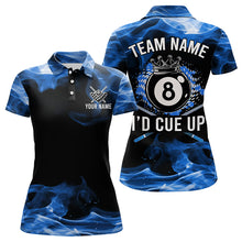 Load image into Gallery viewer, I&#39;d Cue Up 8 Ball Pool Crown Blue Flaming Custom Billiard Shirts For Women, Funny Billiard Jerseys TDM3233