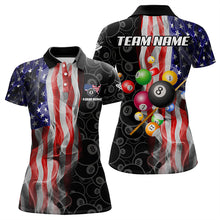 Load image into Gallery viewer, Personalized American Flag Smoke Flag Billiard Jersey, Patriotic Billiard Balls Pool Billiard Shirts TDM3234