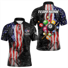Load image into Gallery viewer, Personalized American Flag Smoke Flag Billiard Jersey, Patriotic Billiard Balls Pool Billiard Shirts TDM3234