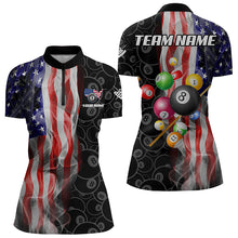 Load image into Gallery viewer, Personalized American Flag Smoke Flag Billiard Jersey, Patriotic Billiard Balls Pool Billiard Shirts TDM3234
