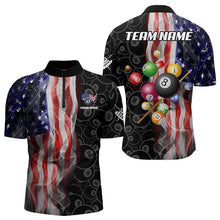 Load image into Gallery viewer, Personalized American Flag Smoke Flag Billiard Jersey, Patriotic Billiard Balls Pool Billiard Shirts TDM3234