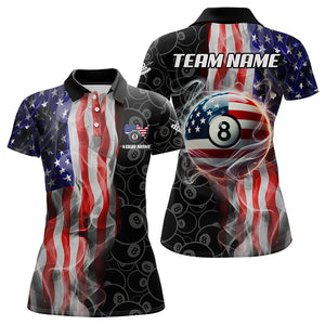 Personalized American Flag Smoke Flag Billiard Jersey, Patriotic 8 Ball Pool Billiard Team Shirts TDM3235