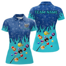 Load image into Gallery viewer, Personalized Blue And Cyan Billiard Shirts For Women Custom 3D Billiard Balls Pool Team Jerseys TDM3236