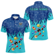 Load image into Gallery viewer, Personalized Blue And Cyan Billiard Shirts For Men Custom 3D Billiard Balls Pool Team Jerseys TDM3236