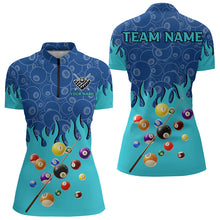 Load image into Gallery viewer, Personalized Blue And Cyan Billiard Shirts For Women Custom 3D Billiard Balls Pool Team Jerseys TDM3236