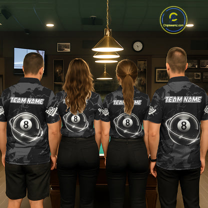 Custom White And Black 8 Ball Pool Eagle Paint Billiard Shirts For Men Team League Billiard Jersey TDM5473