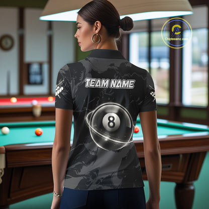 Custom White And Black 8 Ball Pool Eagle Paint Billiard Shirts For Women Team League Billiard Jersey TDM5473