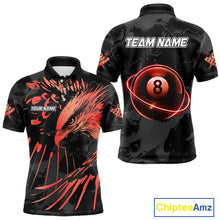 Load image into Gallery viewer, Custom Red And Black 8 Ball Pool Eagle Paint Billiard Shirts For Men Team League Billiard Jersey TDM5474