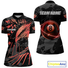 Load image into Gallery viewer, Custom Red And Black 8 Ball Pool Eagle Paint Billiard Shirts For Women Team League Billiard Jersey TDM5474