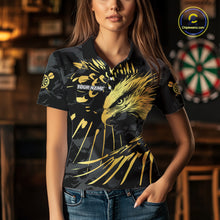 Load image into Gallery viewer, Black And Gold Custom Eagle Paint Darts Shirt For Women, Darts League Jersey Team Polo &amp; 1/4 Zip TDM5475