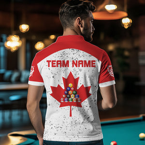 White Grunge Canada Flag Custom Billiard Shirts For Men, Patriotic Team Player Pool Jerseys TDM3435