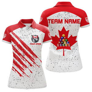 White Grunge Canada Flag Custom Billiard Shirts For Women, Patriotic Team Player Pool Jerseys TDM3435