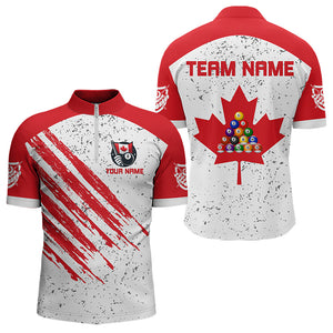 White Grunge Canada Flag Custom Billiard Shirts For Men, Patriotic Team Player Pool Jerseys TDM3435