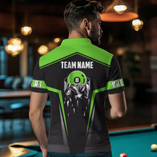 Load image into Gallery viewer, Black And Green 8 Ball Pool Billiard Jerseys For Men Custom Polo &amp; Quarter Zip Billiard Team Shirts TDM3436