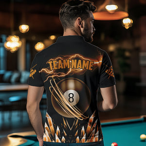 Personalized Orange Icy Lightning 8 Ball Pool Men Billiard Shirt Custom Billiard Team League Jersey TDM3438