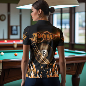 Personalized Orange Icy Lightning 8 Ball Pool Women Billiard Shirt Custom Billiard Team League Jersey TDM3438