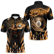 Load image into Gallery viewer, Personalized Orange Icy Lightning 8 Ball Pool Men Billiard Shirt Custom Billiard Team League Jersey TDM3438